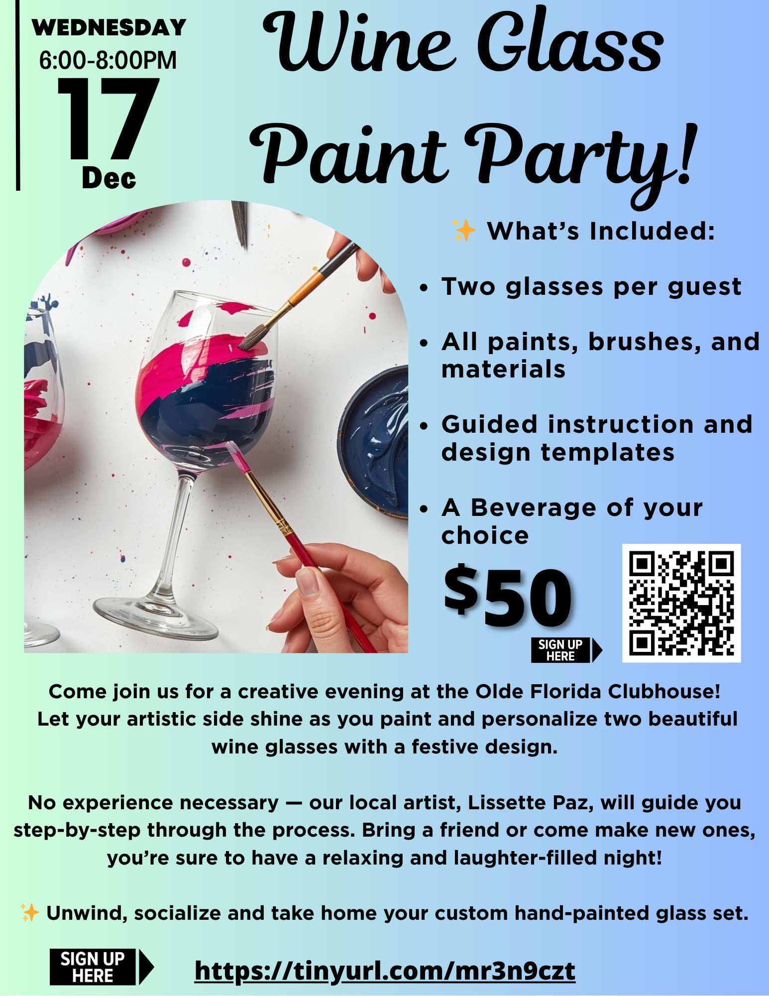 Wine glass painting event