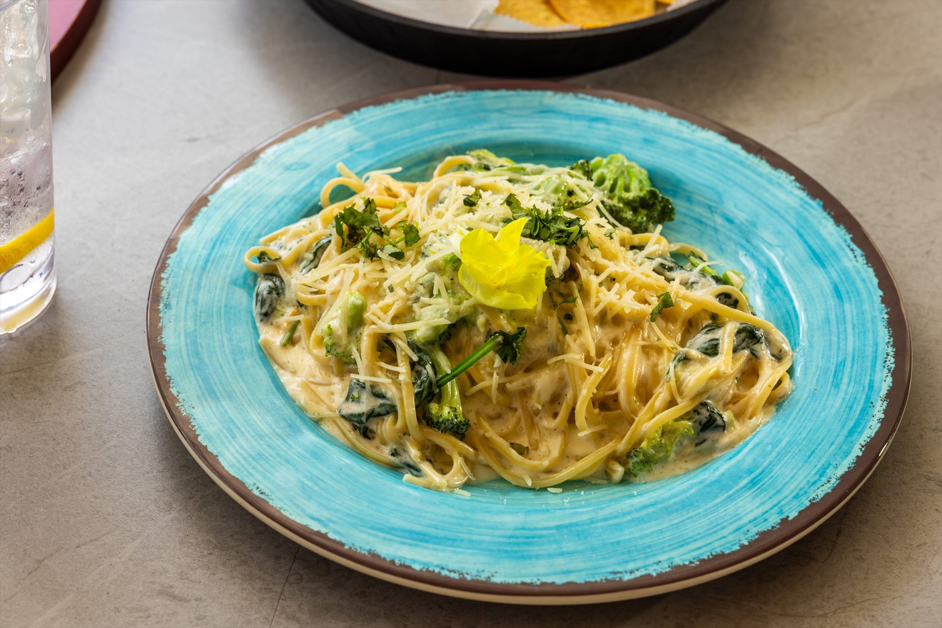 Creamy vegetable pasta served at Flip Flops
